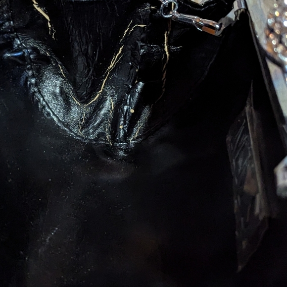 MMS Rhinestone Crystal Black Evening Bag Clutch 6" Retro Timeless - Picture 8 of 11